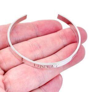 Vintage Sterling Silver 925 6.2mm "UNITY" Engraved Cuff Bracelet 6.75"